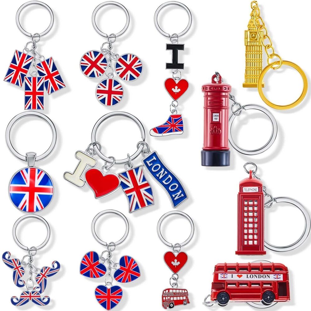 5516 12 Pack London Souvenir Gifts British Landmark Keychains Metal